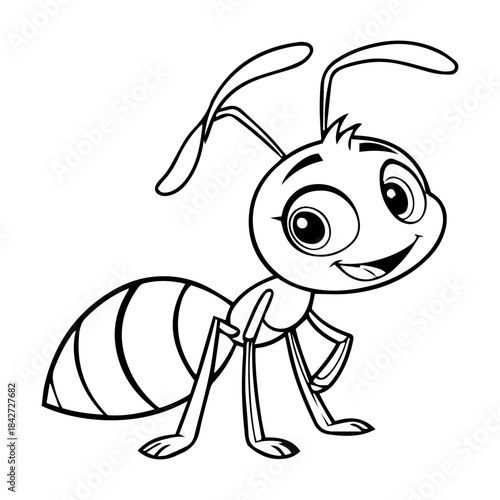 Cute ant, Vector illustration with insect in cartoon style