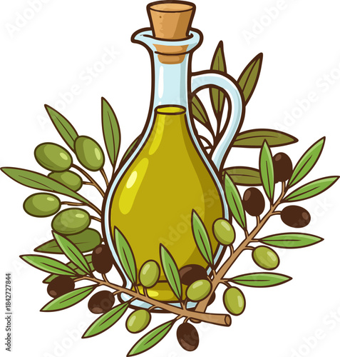 Vector illustration of the olive and olive oil concept.