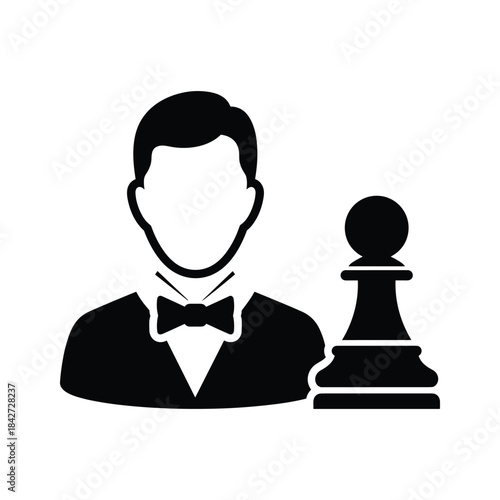 Man in suit with chess pawn icon