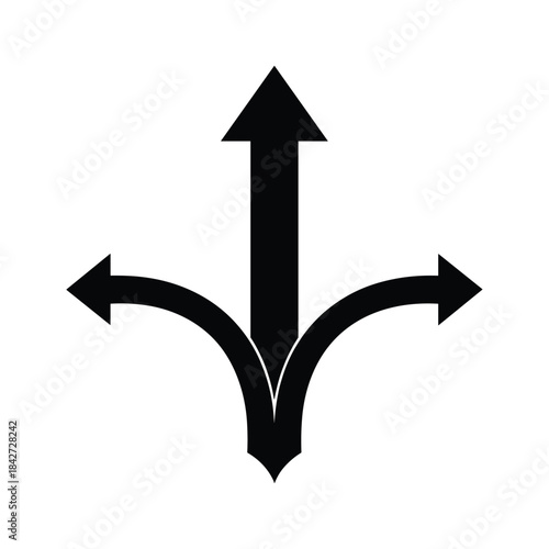 Three directional arrows pointing outwards