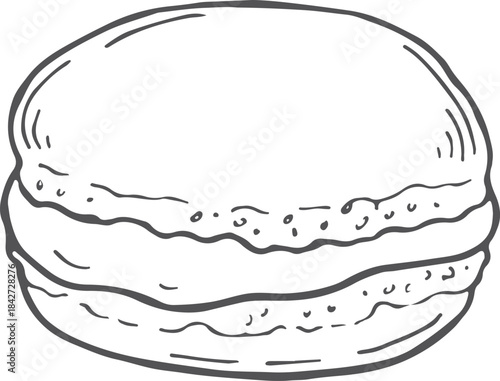 A close up of a pastry with a white filling