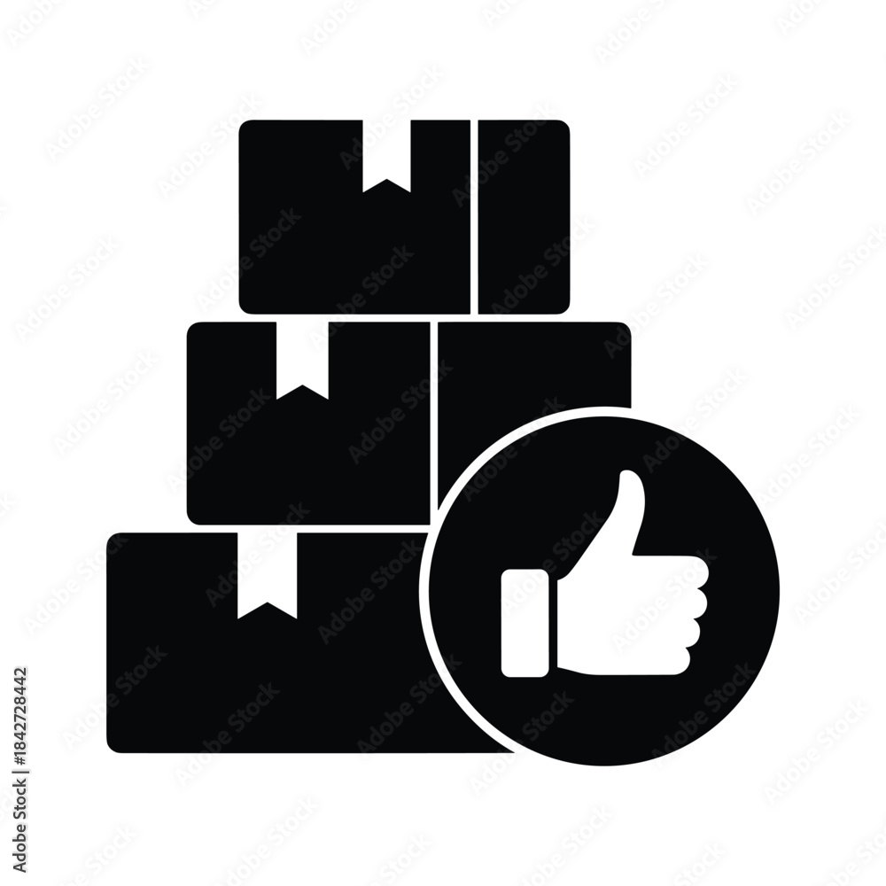 Obraz premium Stack of gift boxes with thumbs up