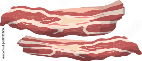 Two strips of bacon are shown side by side