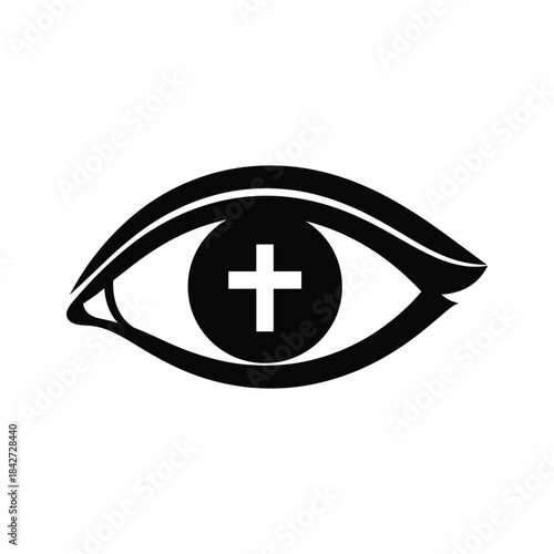 Eye with cross symbol inside pupil
