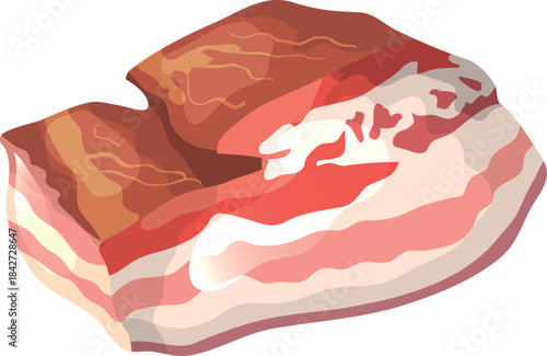 A piece of bacon with a red stripe on it