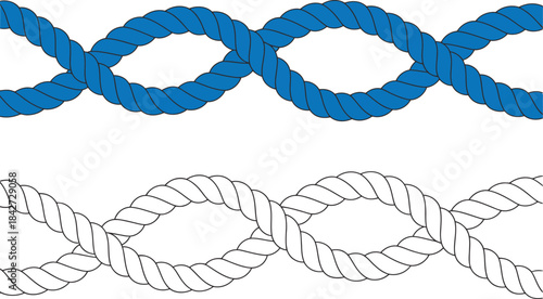 Blue and Gray Twisted Rope Knots White