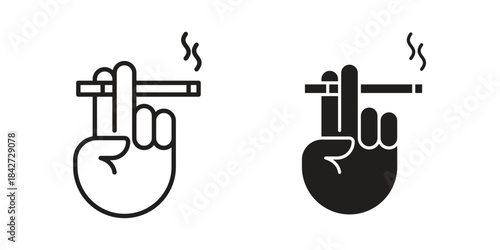Hand holding cigarette icon