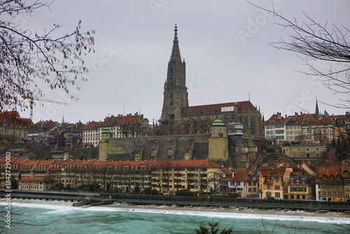 Basel, Switzerland, city view on a cloudy winter day