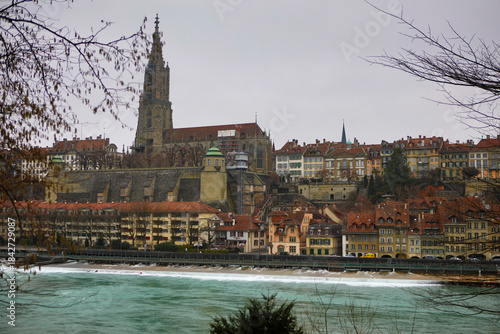 Basel, Switzerland, city view on a cloudy winter day