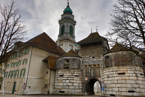 Basel, Switzerland, city view on a cloudy winter day