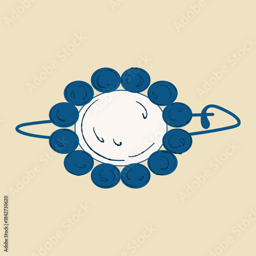 Brooch wreath, floral button pin. Button brooch illustration, decorative pin. Wreath brooch, jewelry and accessory icon