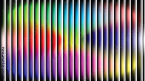 abstract vertical black bars over vibrant multicolor gradient background with smooth transitions and high contrast artistic design for creative, editorial, or scientific visual applications