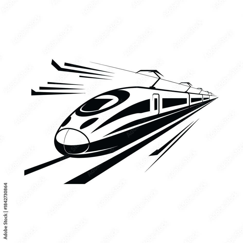 Fototapeta premium High speed train moving on railway track