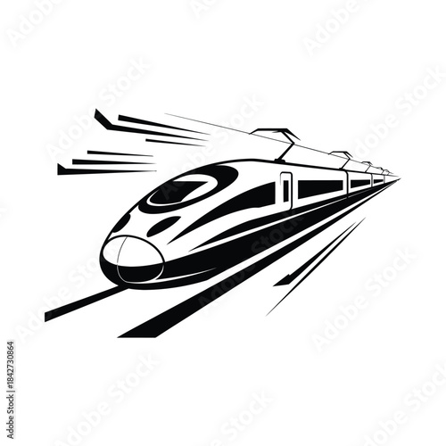 High speed train moving on railway track