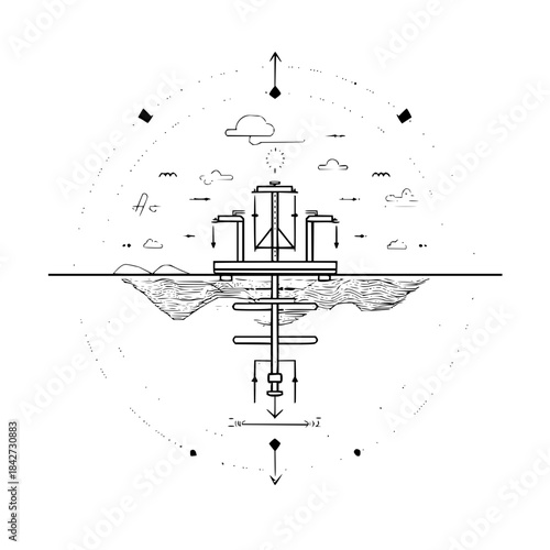 Offshore oil rig drilling platform sea ocean engineering architecture structure exploration extraction design