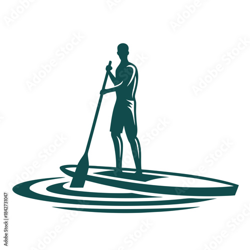 Stand Up Paddleboarding Silhouette Vector Icon