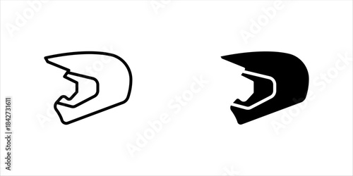 Collection of motorcycle helmet icons on white background, vector illustration, eps10.