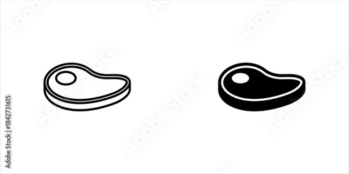 Steak, beef or pork line vector icon. Simple outlined barbecue chop meat.
