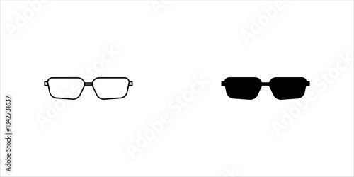 Set of silhouette glasses of various shapes and sizes. The glasses are all black and arranged in a row isolated on a white background vector illustration, eps10