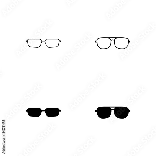 Set of Classic Iconic Glasses Silhouettes in Black and White for Creative Design Use vector illustration, eps10
