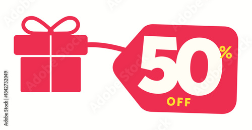 50% off, marketing, vacation, purchase, promo, box, label, commerce, price, icon, vector, shape, special, box, gift, december, Merry Christmas, party, holiday. Happy, birthday, value, discount, store