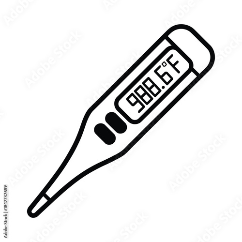 Digital thermometer displaying high temperature