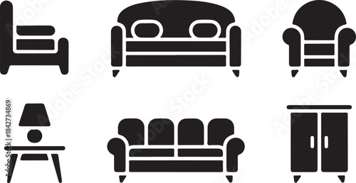 set of furniture icons