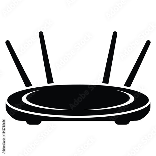 High speed wireless router vector illustration featuring four antennas for enhanced signal transmission and network connectivity on transparent background