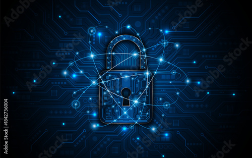 Lock icon. Cyber ​​security and data protection concepts and privacy. Innovative concept of advanced safety technology	