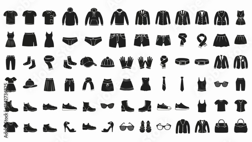 Comprehensive Collection of Clothing and Accessories Silhouettes.