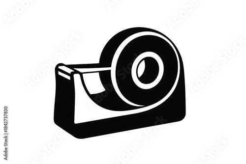 Tape Dispenser Black and White Icon on White