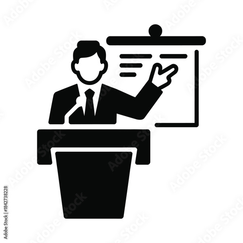 Businessman giving presentation on clipboard