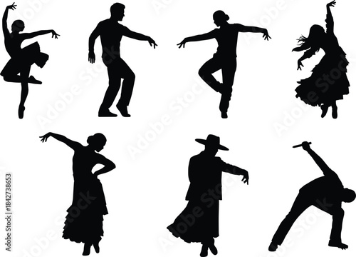 Expressive Flamenco Dance Silhouettes – Traditional Spanish Movement