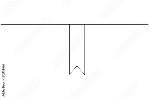 Curved ribbon banner and bookmark line art graphic for decoration

