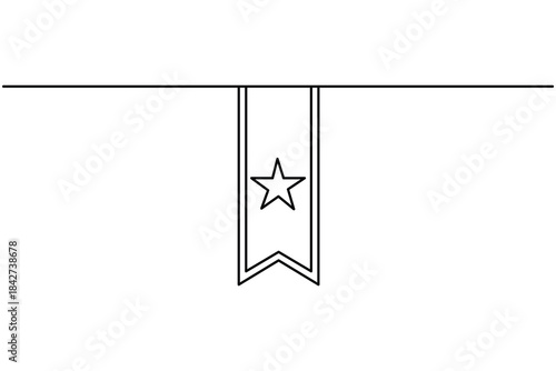 Curved ribbon banner and bookmark line art graphic for decoration
