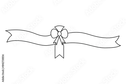 Curved ribbon banner and bookmark line art graphic for decoration
