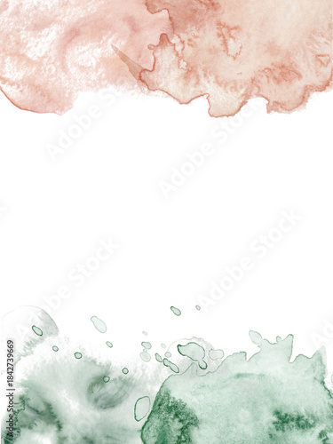 Wallpaper Mural Abstract terracotta and green watercolor border frames on white background Torontodigital.ca