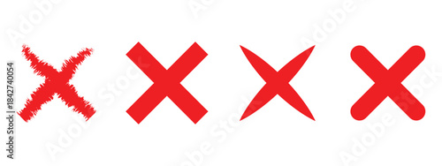 Check Mark & Cross Icon Set – Green Tick, Red X, and Hand-Drawn Doodle Symbols