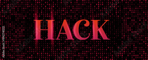 Digital Hacking Concept with 0, 1 Binary Numbers  Data Breach
