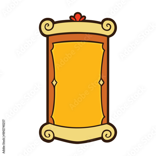 A cartouche featuring an elegant oval frame adorned with ornate lines and symbols, creating a classic decorative emblem that highlights text or motifs with timeless charm.
