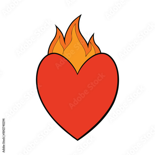 A flaming heart glowing with passion, its fiery edges flickering with warmth and intensity, symbolizing deep love, burning emotions, and an unbreakable bond that shines brightly.
