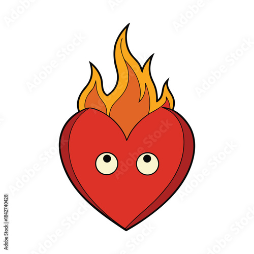 A flaming heart glowing with passion, its fiery edges flickering with warmth and intensity, symbolizing deep love, burning emotions, and an unbreakable bond that shines brightly.
