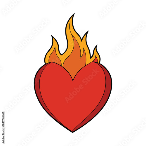 A flaming heart glowing with passion, its fiery edges flickering with warmth and intensity, symbolizing deep love, burning emotions, and an unbreakable bond that shines brightly.
