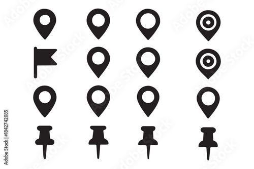 Set of location pin icons. location pin place marker. Location icon. Map marker pointer icon set. Modern map markers. Pin icon vector isolated on white background. Vector illustration, eps 10.