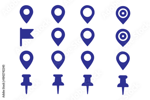 Set of location pin icons. location pin place marker. Location icon. Map marker pointer icon set. Modern map markers. Pin icon vector isolated on white background. Vector illustration, eps 10.