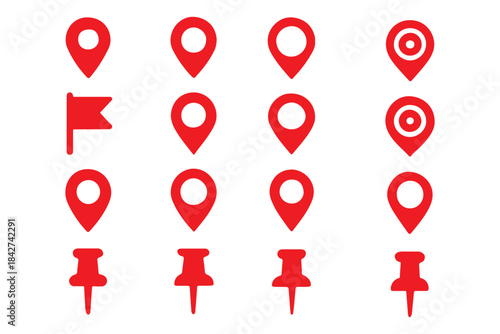 Set of location pin icons. location pin place marker. Location icon. Map marker pointer icon set. Modern map markers. Pin icon vector isolated on white background. Vector illustration, eps 10.