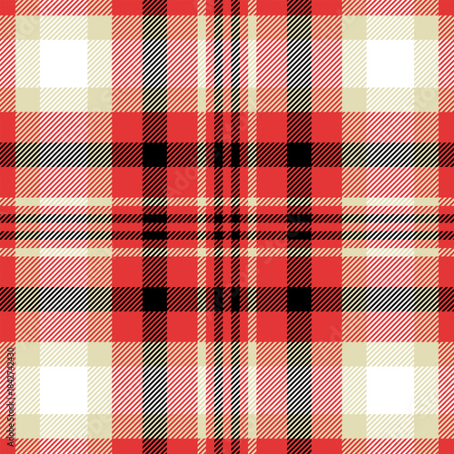 red, black tartan plaid texture for textile, fabric, print, wallpaper, wrapping paper, clothing, garments, table cloth and background. Scottish vector pattern illustration