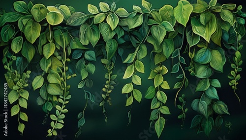 green succulent leaves hanging vines ivy bush climbing epiphytic plant