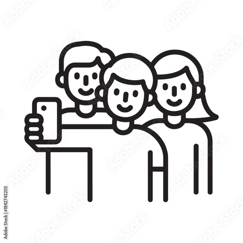 A group of three friends capture a moment together by taking a selfie with a smartphone.