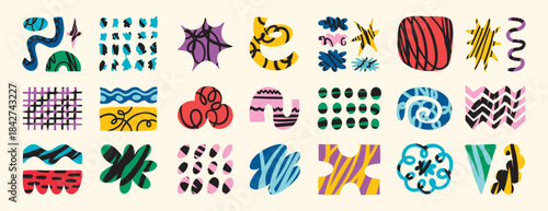 Set of abstract retro organic shapes vector. Collection of contemporary figure, cloud, flower, sparkle, mountain in funky groovy style. Cute hippie design element perfect for.